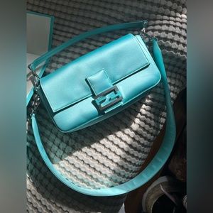 Limited edition satin Tiffany Fendi baguette